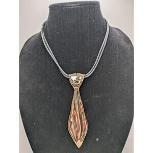 ALEXIS BITTAR REVERSIBLE TIE NECKLACE GOLD WITH BLACK ADJUSTABLE CORD 19"